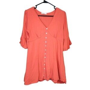 Chelsea & Violet Coral Ruffle Romper Size Medium